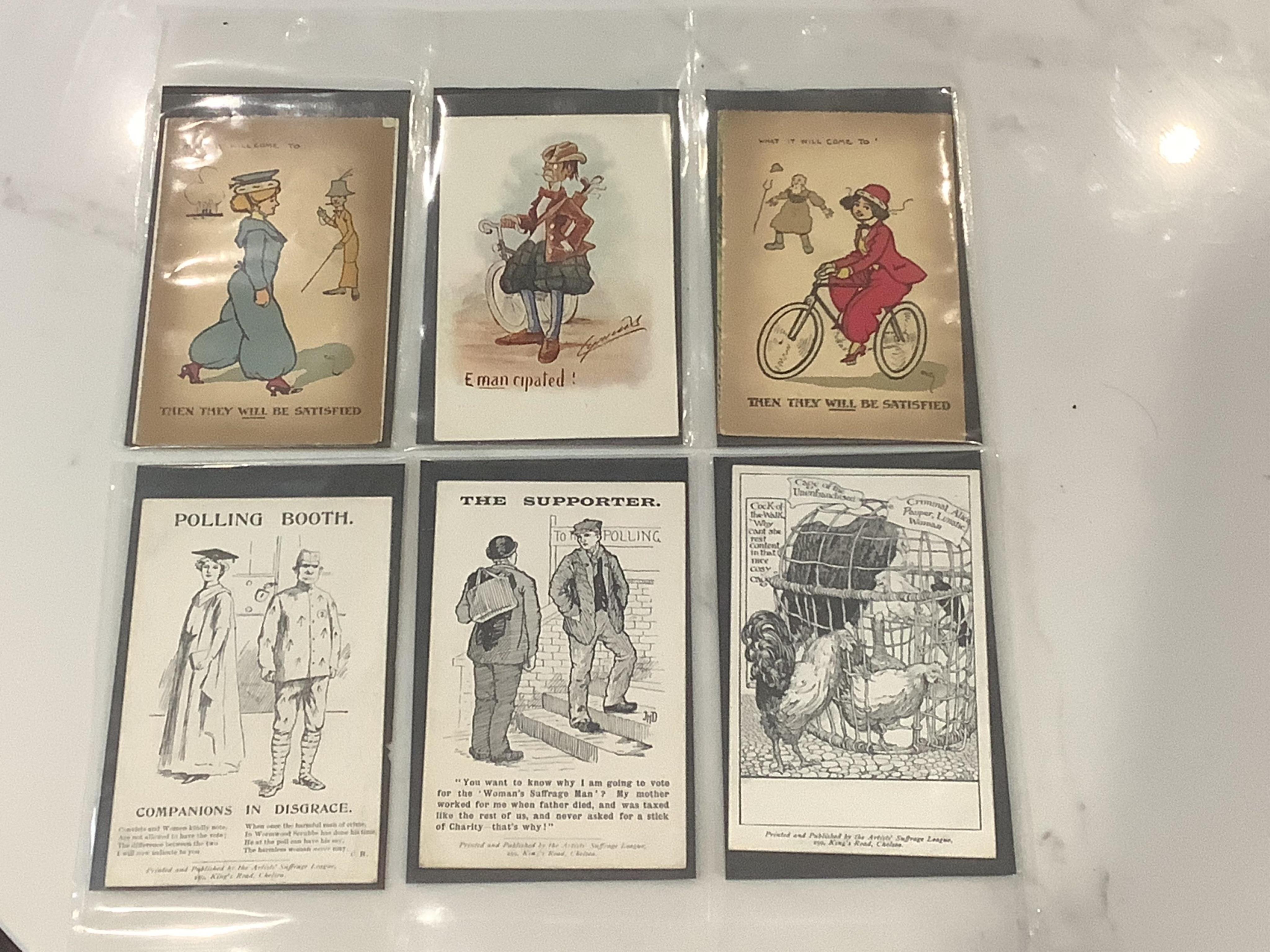 Twenty three vintage postcards relating to women’s suffrage